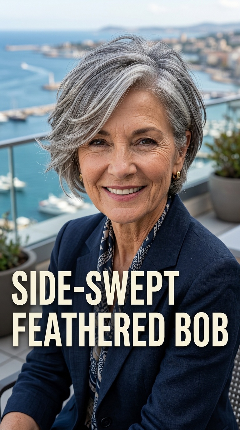 Side-Swept Feathered Bob