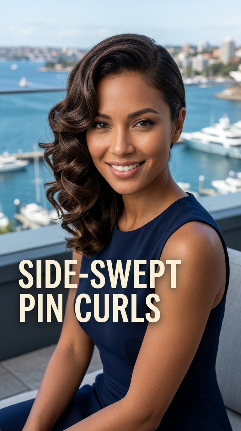 Side-Swept Pin Curls