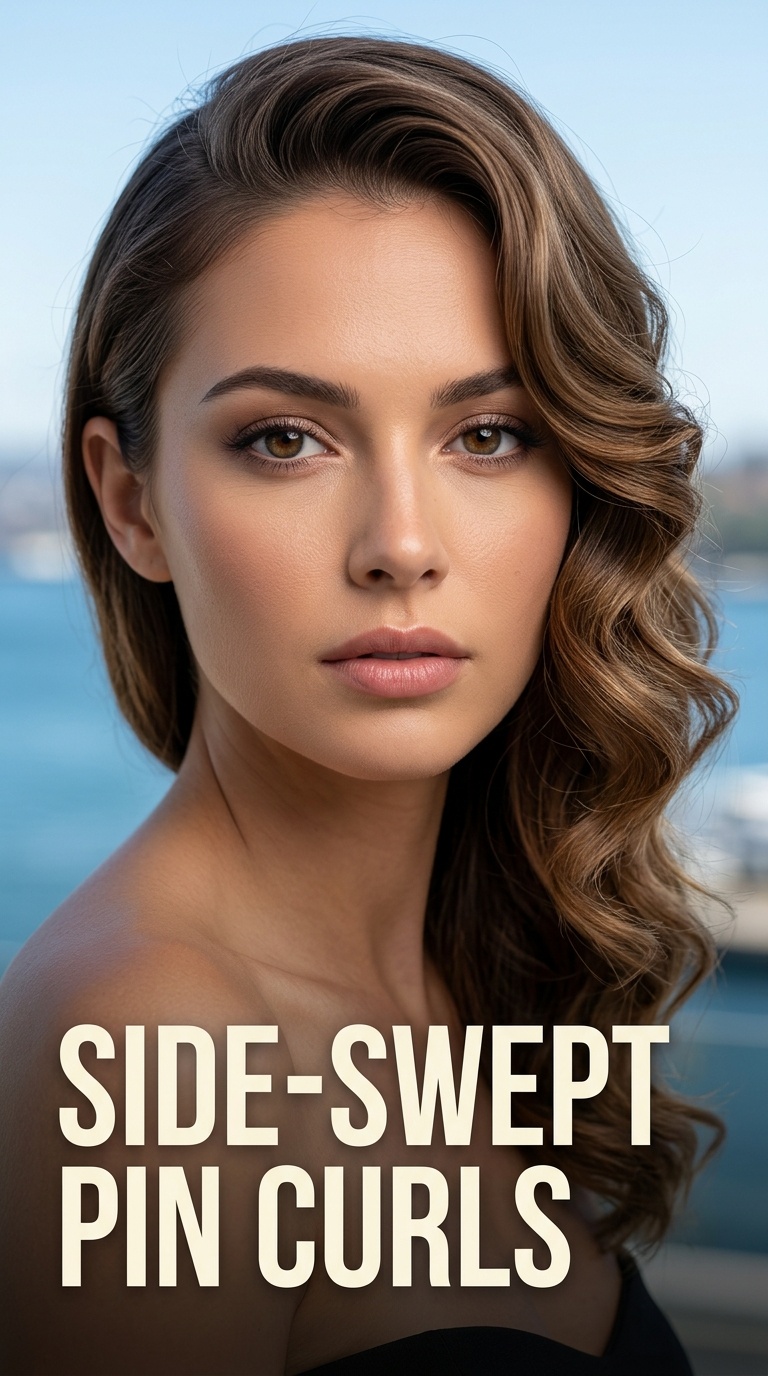 Side-Swept Pin Curls