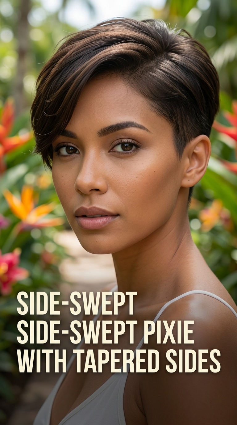 Side-Swept Pixie with Tapered Sides