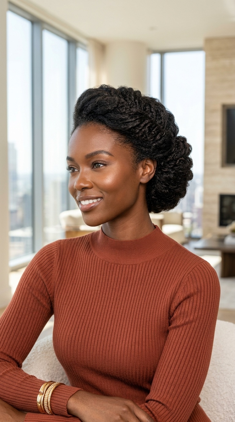 Side Swept Updo Black Women