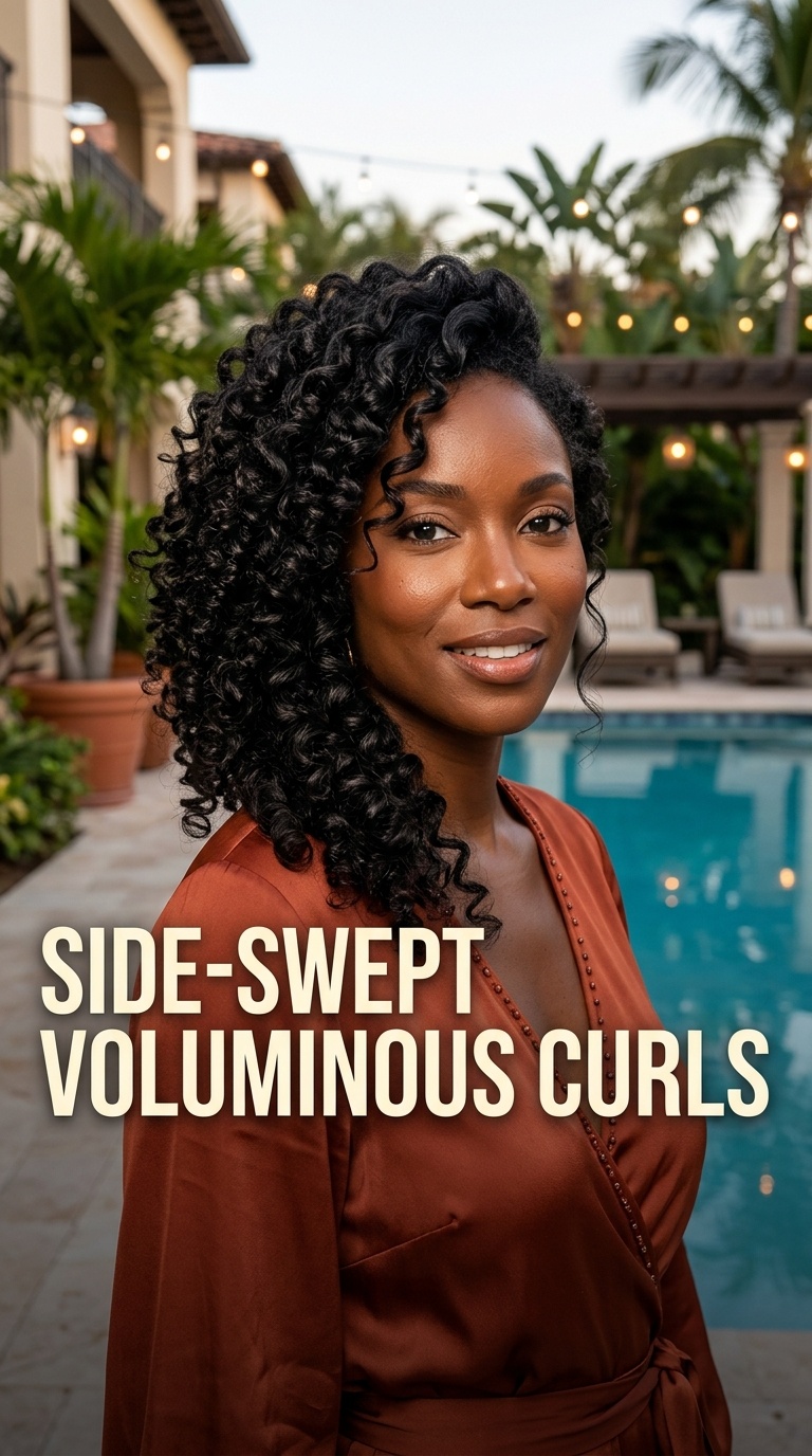 Side-Swept Voluminous Curls