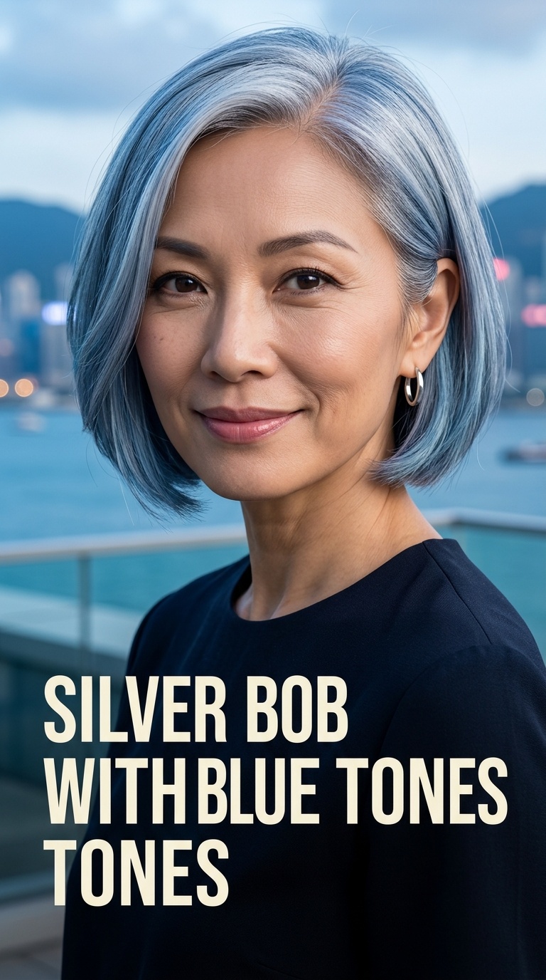Silver Bob with Blue Tones