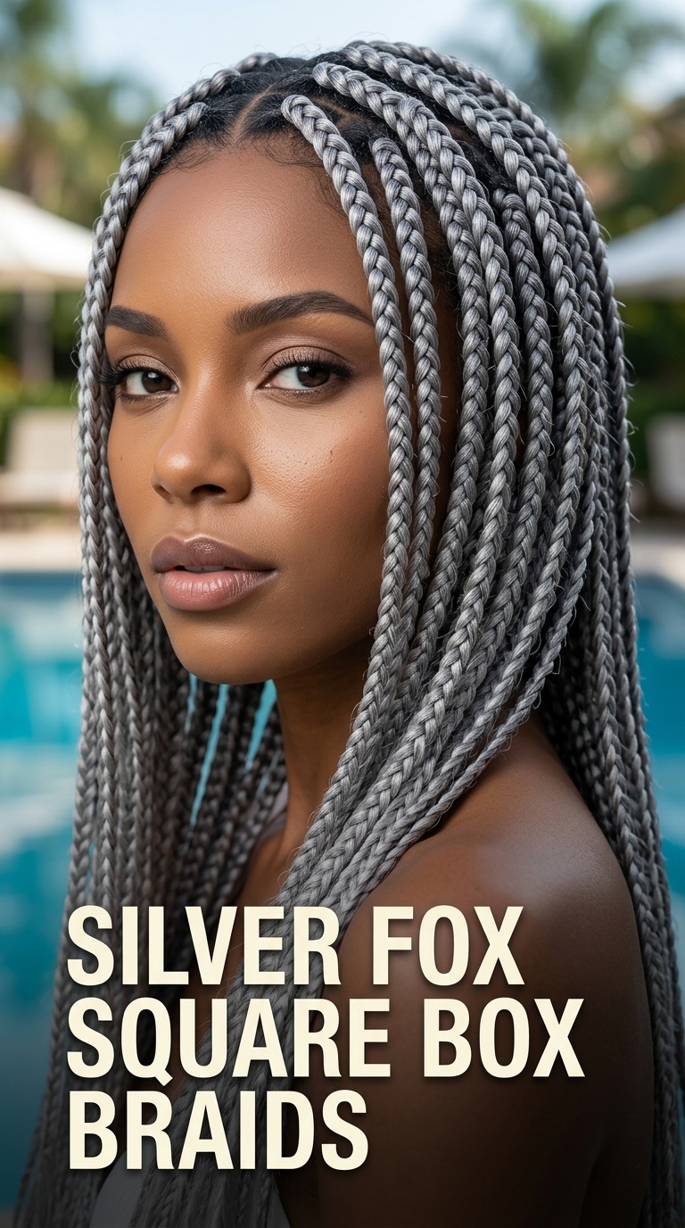 Silver Fox Square Box Braids