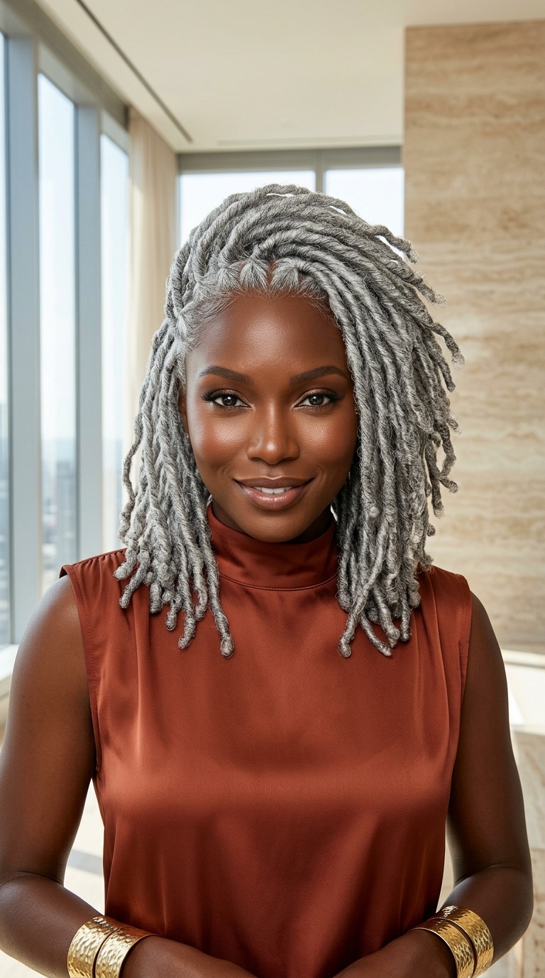 Silver Gray Locs Black Women