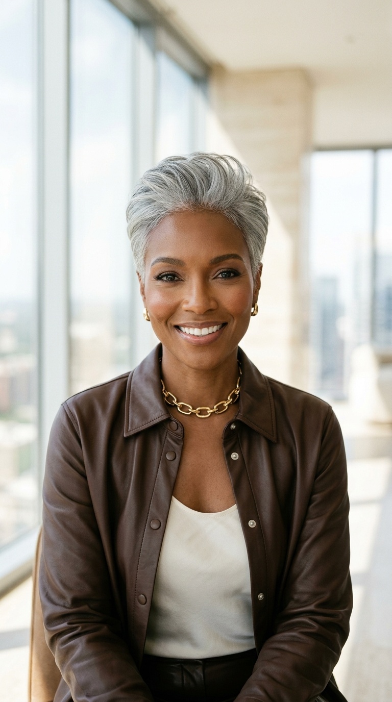 Silver Pixie Cut For Black Women