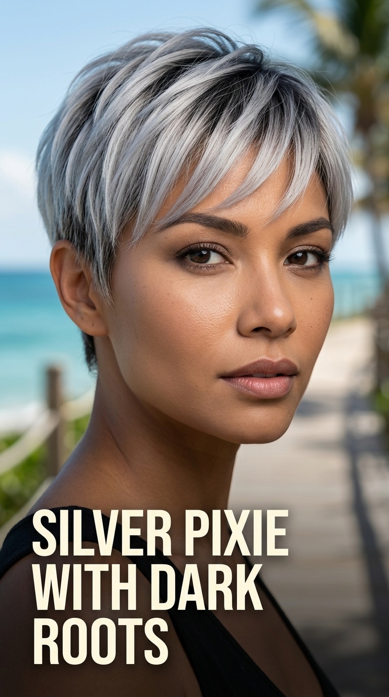 Silver Pixie with Dark Roots