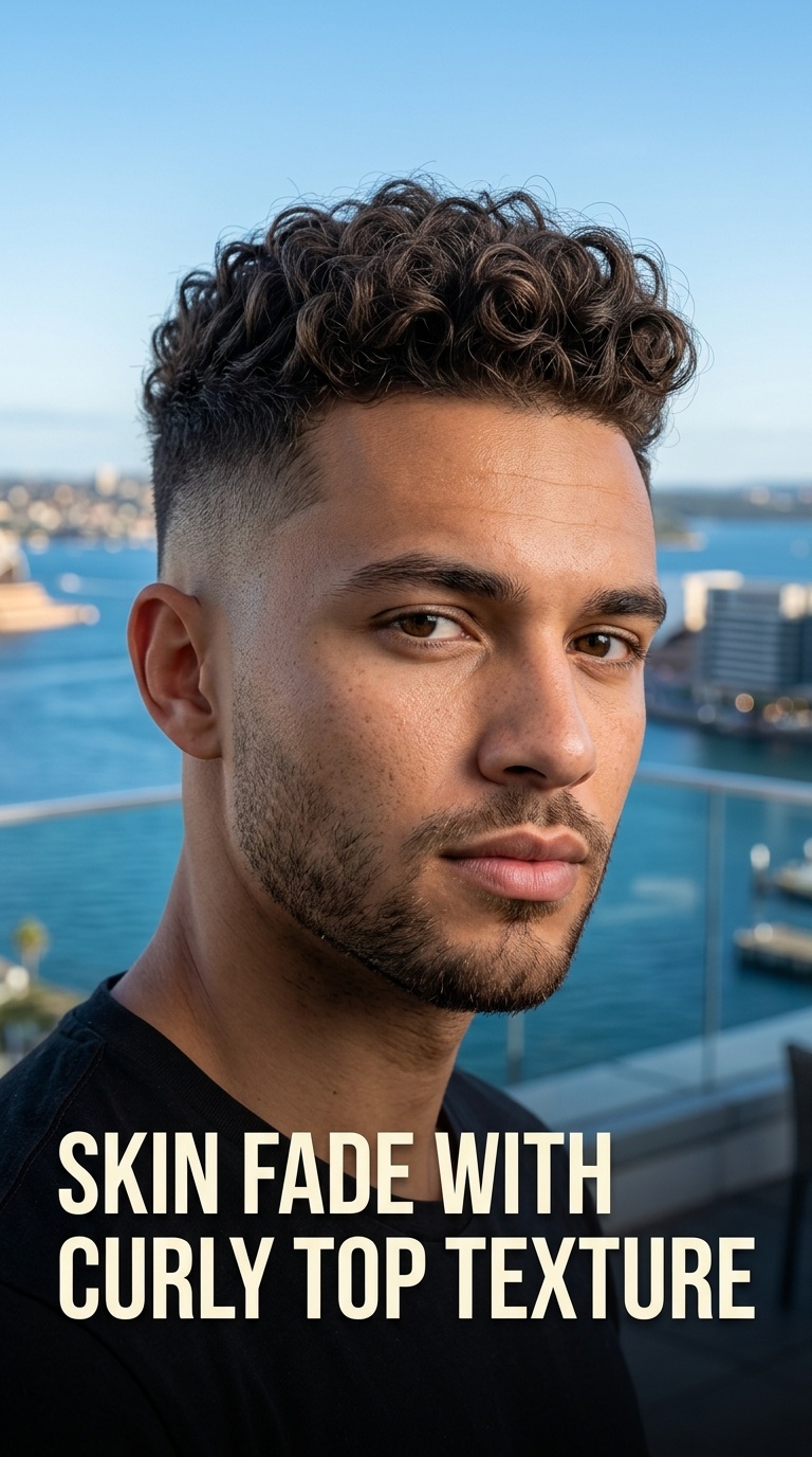 Skin Fade with Curly Top Texture