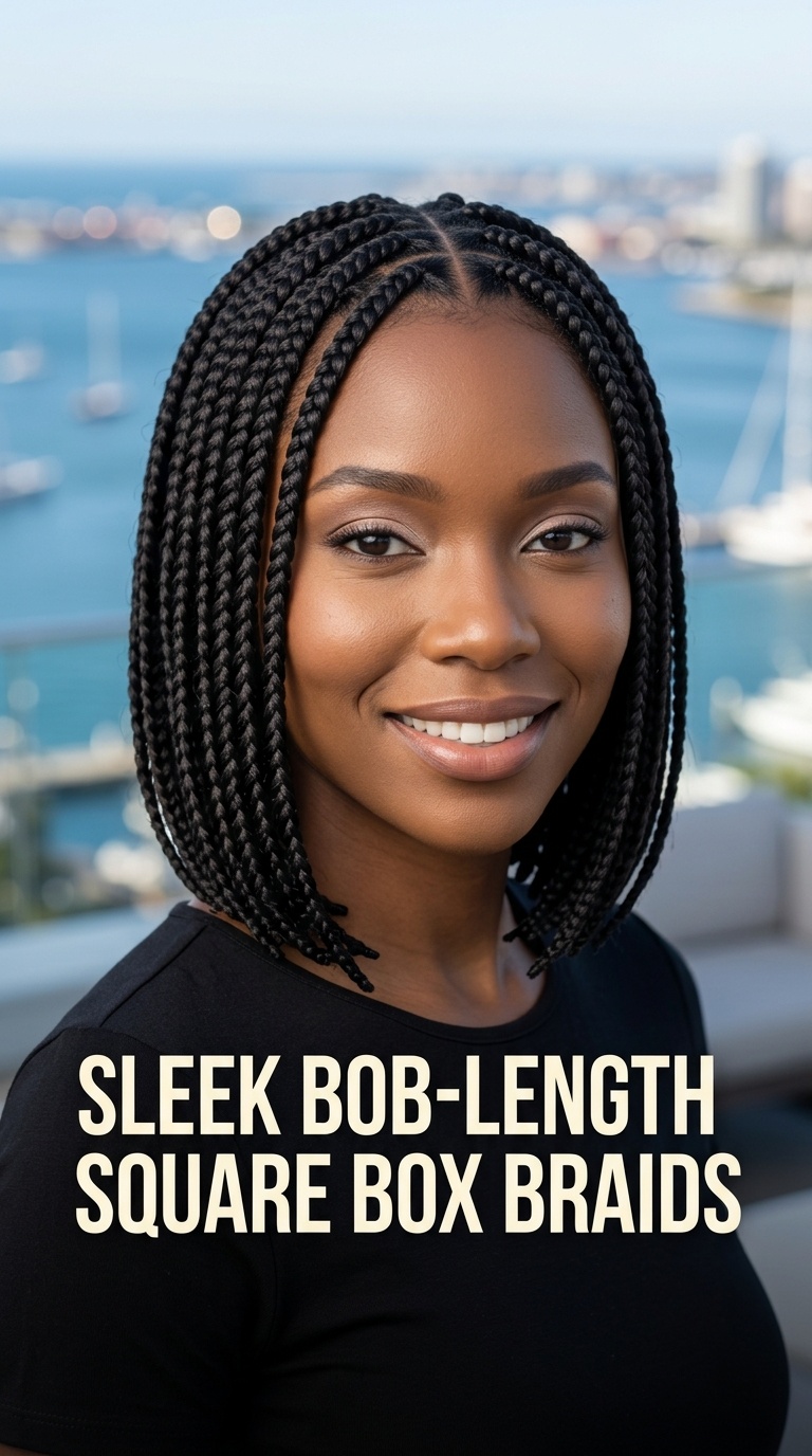 Sleek Bob-Length Square Box Braids