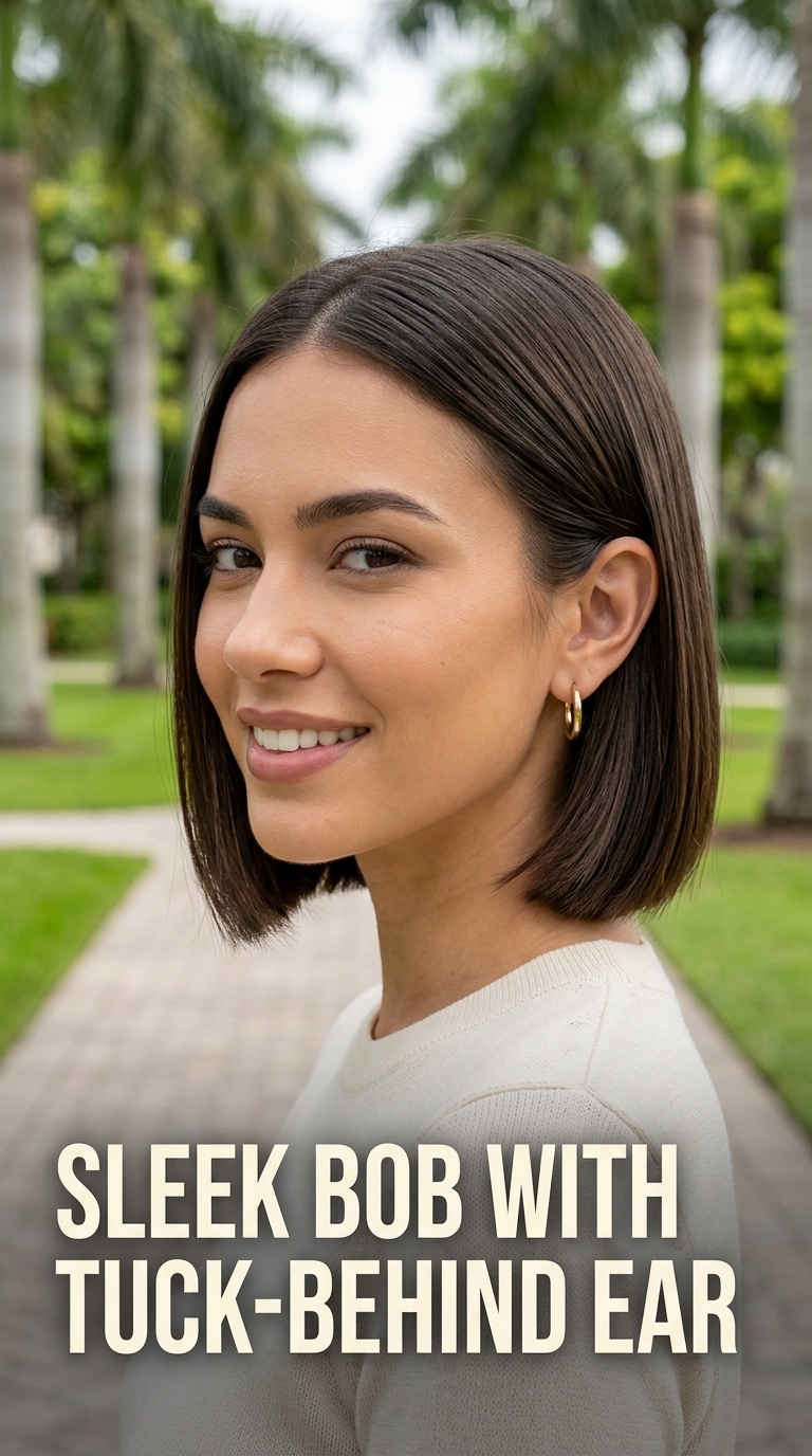 Sleek Bob with Tuck-Behind Ear