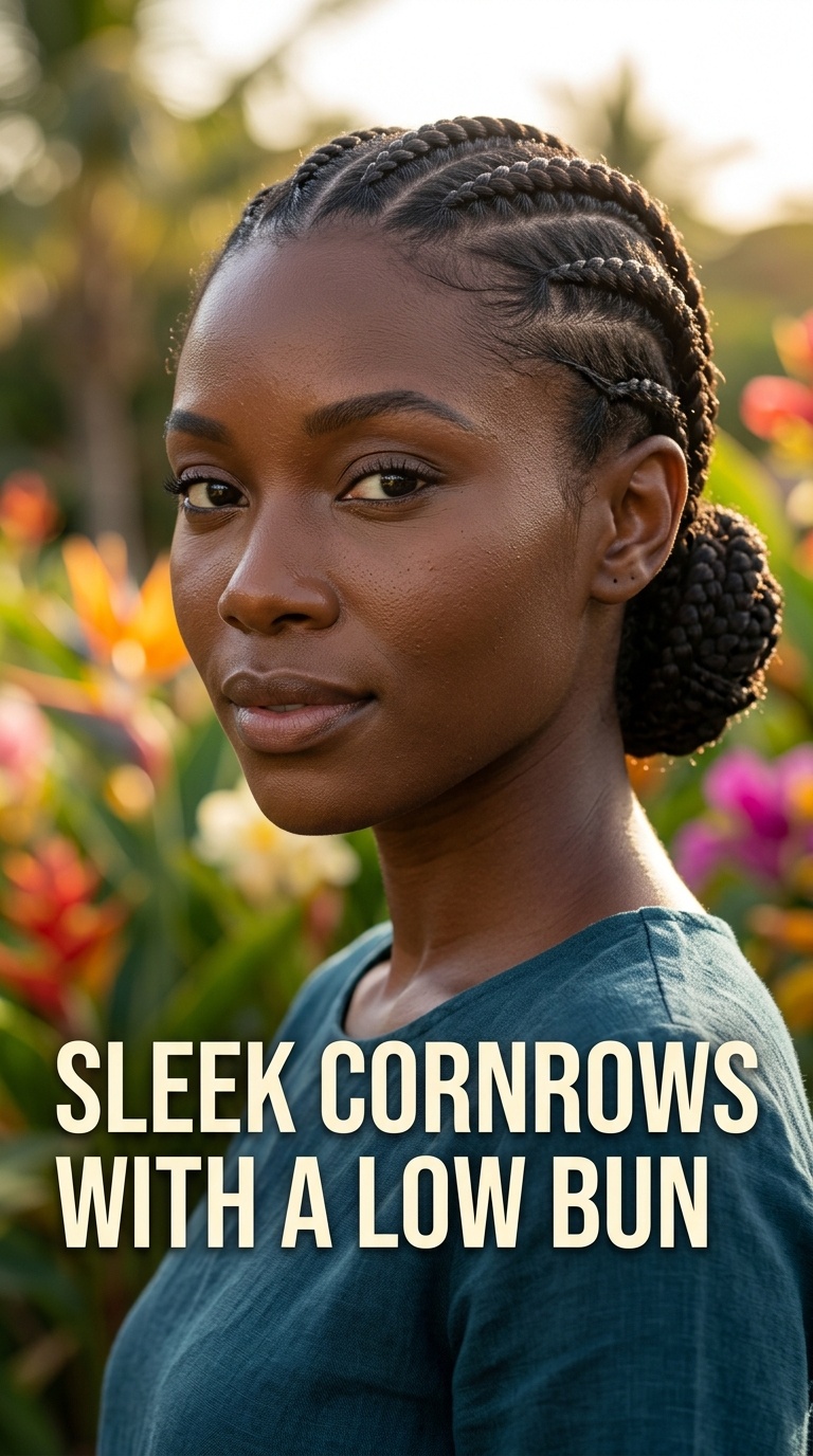 Sleek Cornrows with a Low Bun