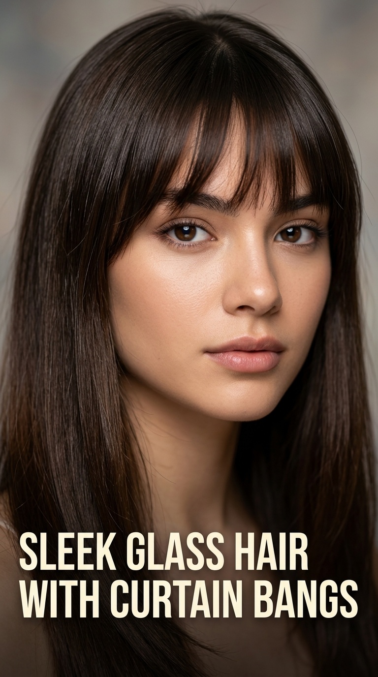 Sleek Glass Hair with Curtain Bangs