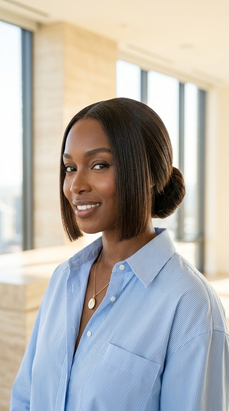 Sleek Low Bun Graduation Hair