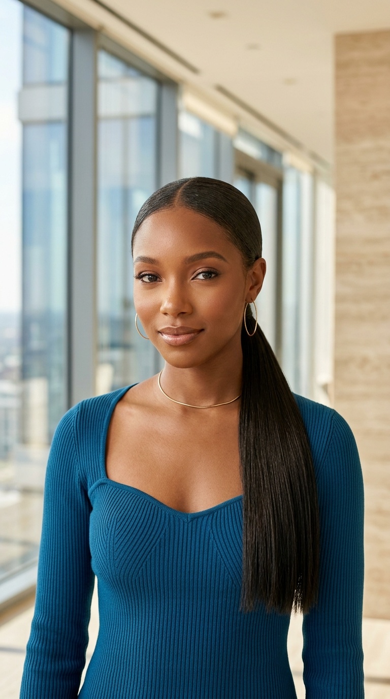 Sleek Low Ponytail Straight Wig