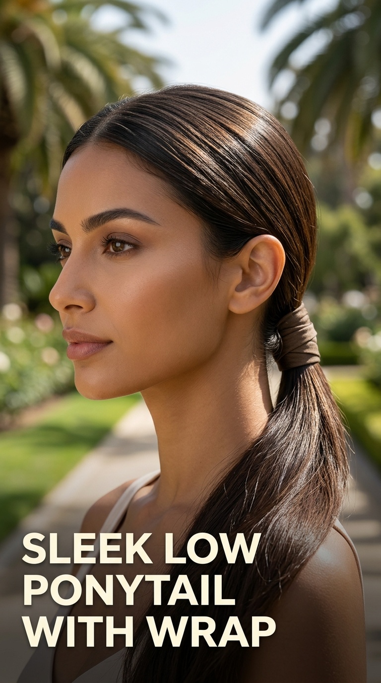 Sleek Low Ponytail with Wrap
