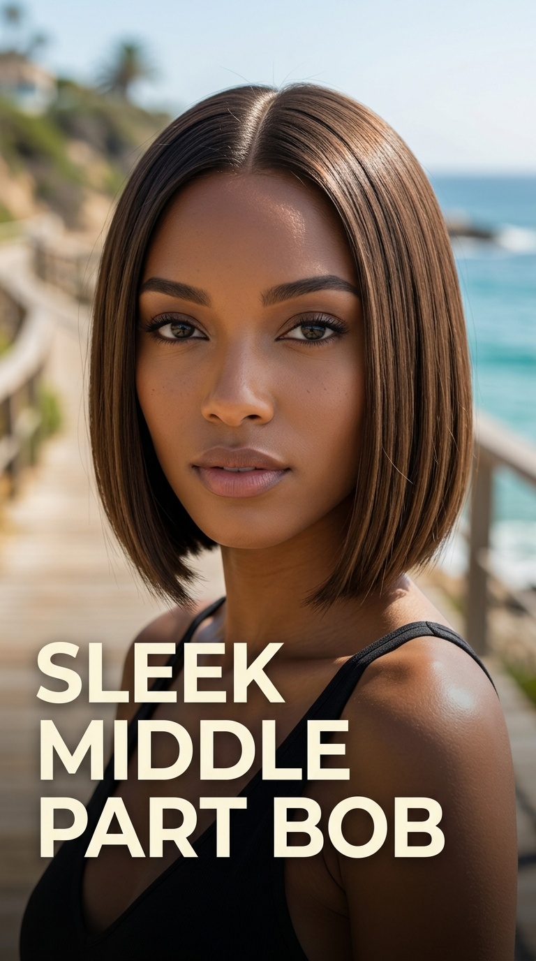 Sleek Middle Part Bob