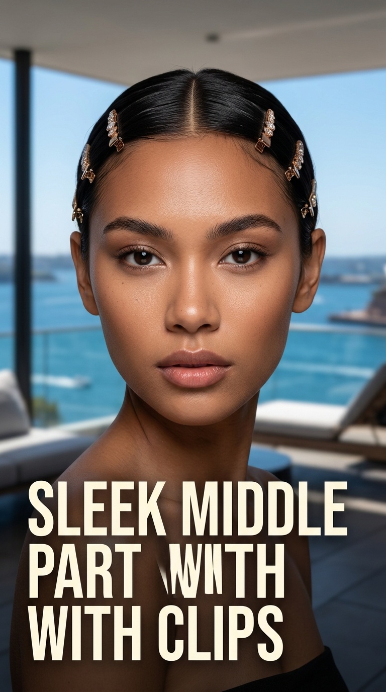 Sleek Middle Part with Clips