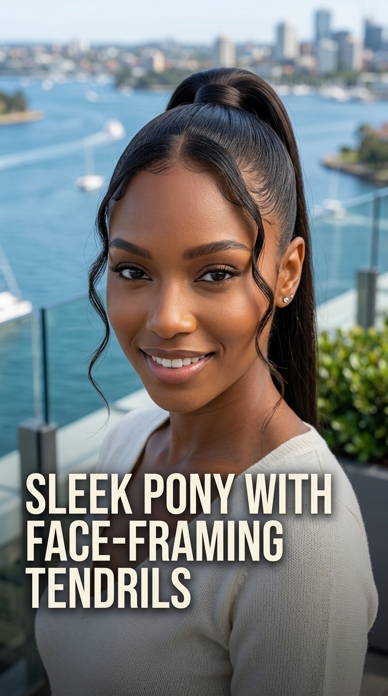 Sleek Pony with Face-Framing Tendrils