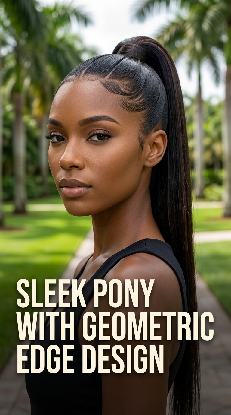 Sleek Pony with Geometric Edge Design