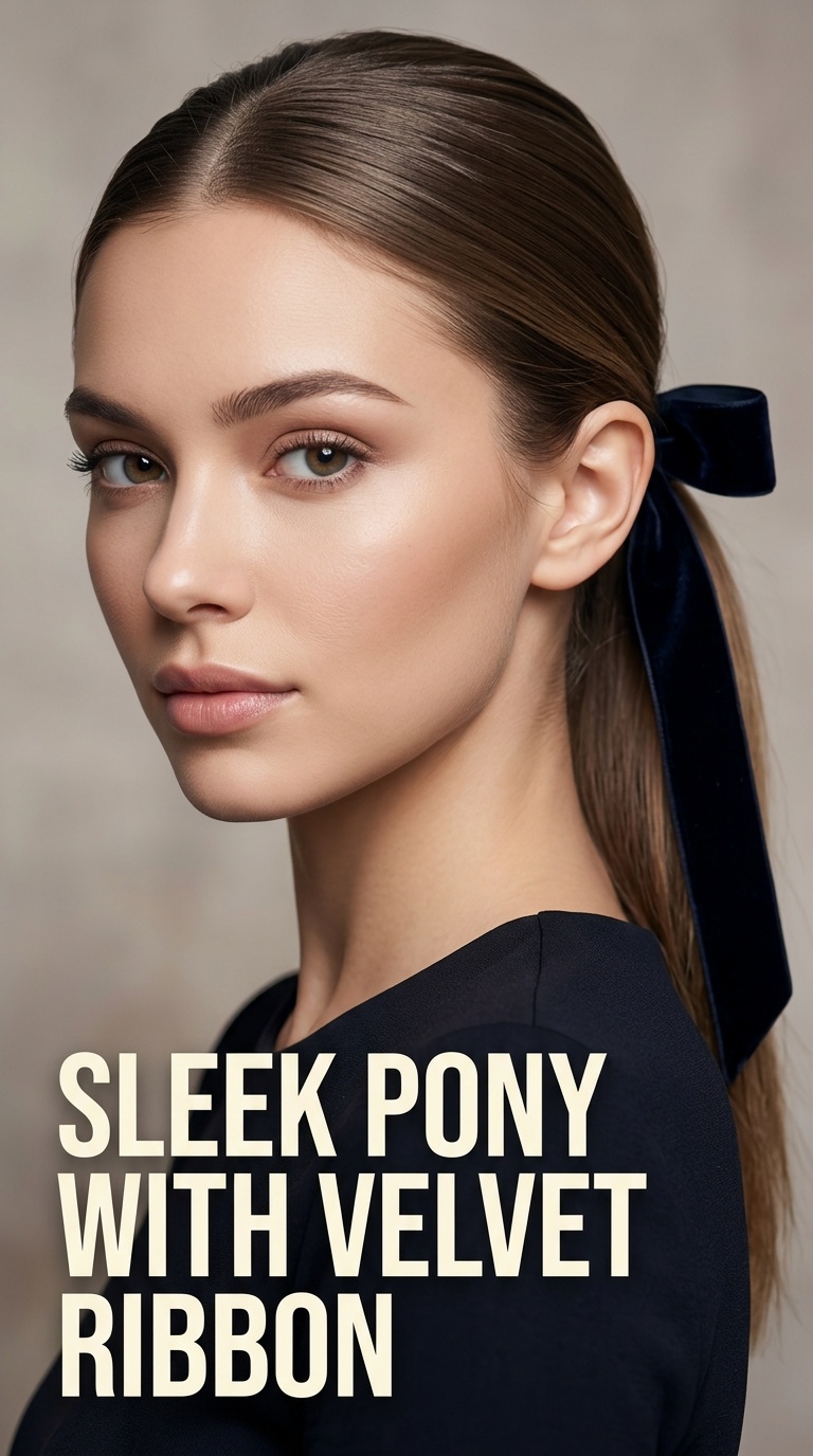 Sleek Pony with Velvet Ribbon