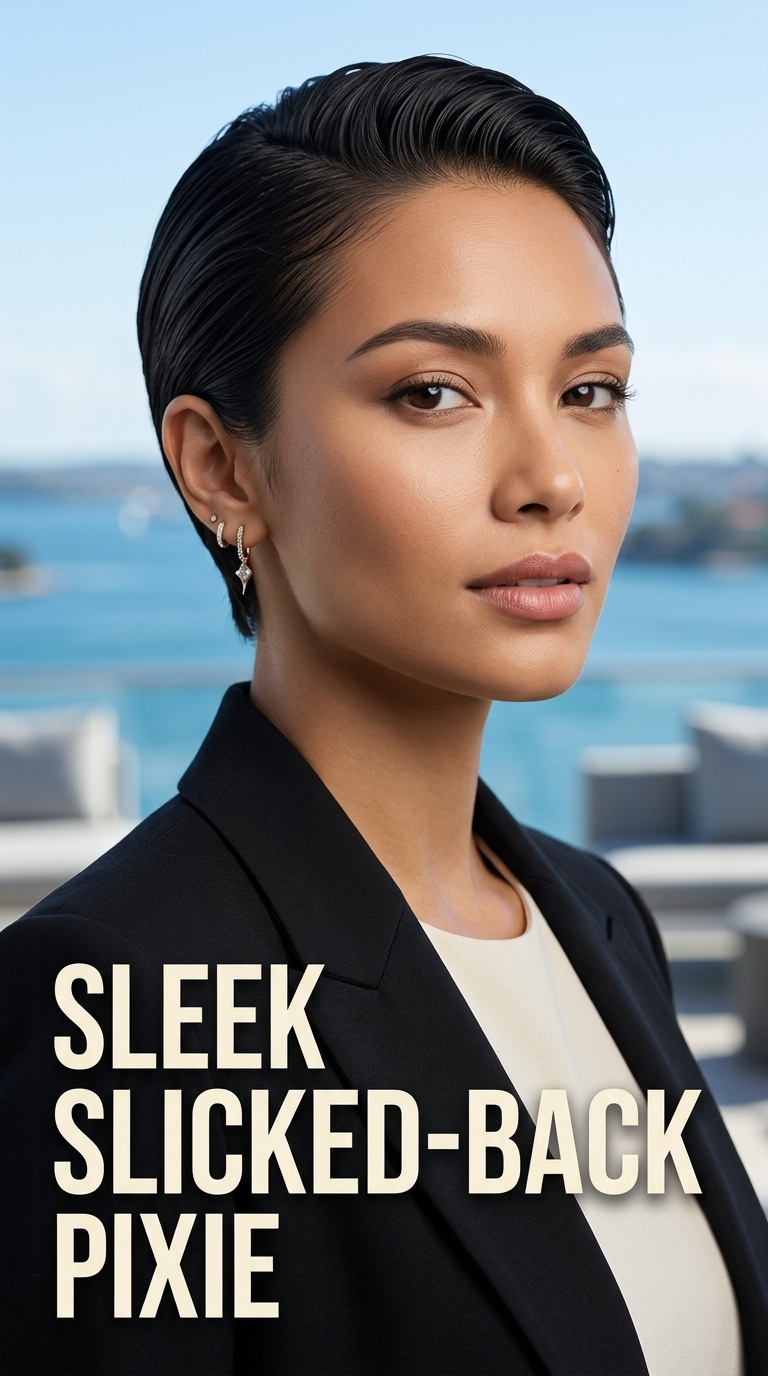 Sleek Slicked-Back Pixie