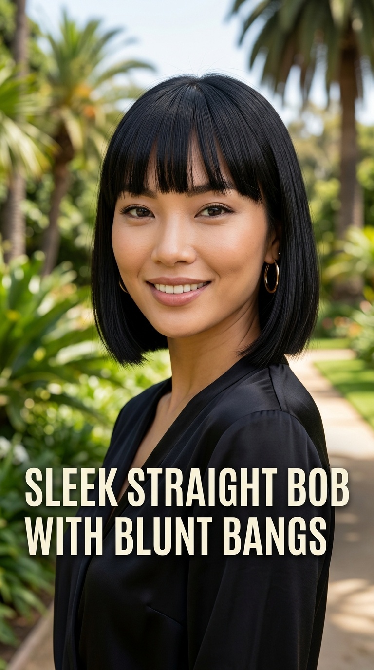 Sleek Straight Bob with Blunt Bangs