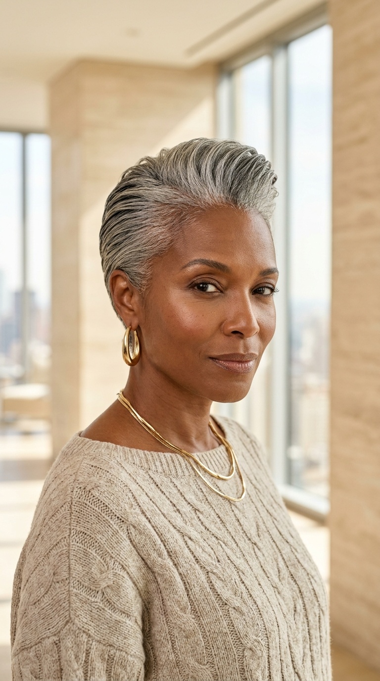 Slicked Back Gray Hairstyles