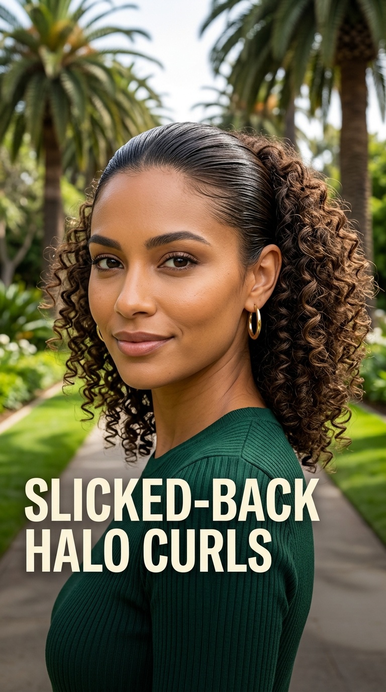 Slicked-Back Halo Curls