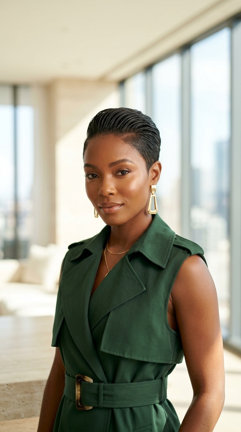 Slicked Back Pixie Cut Black Women