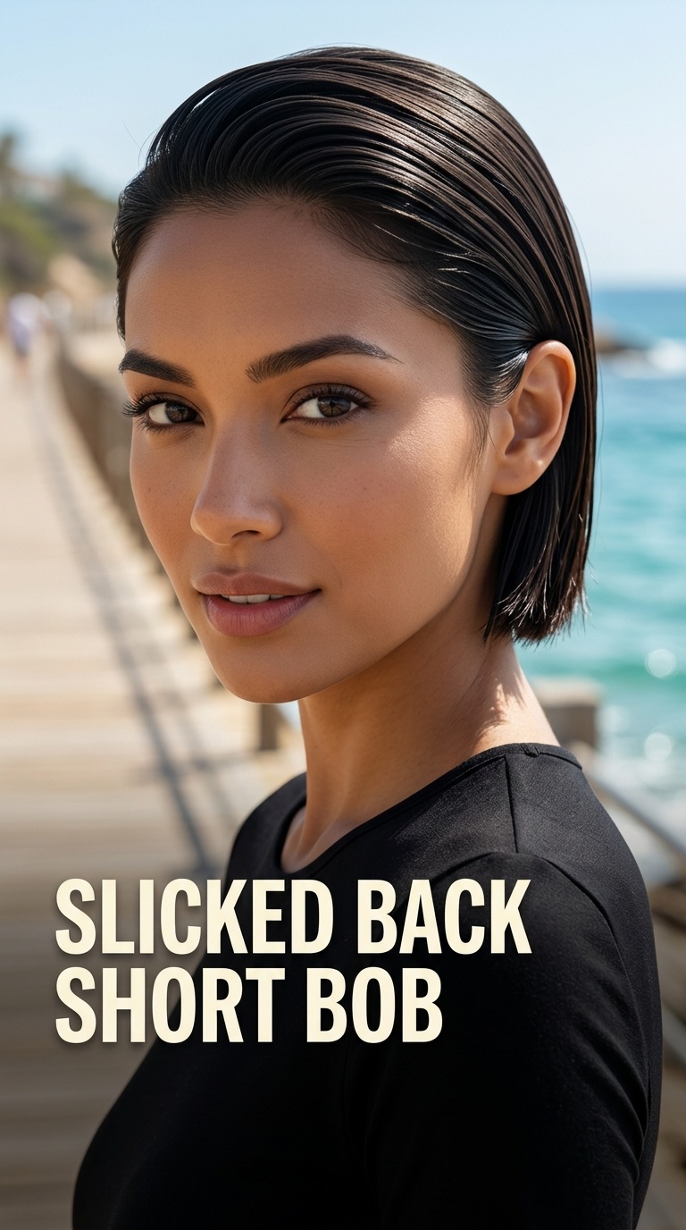 Slicked Back Short Bob