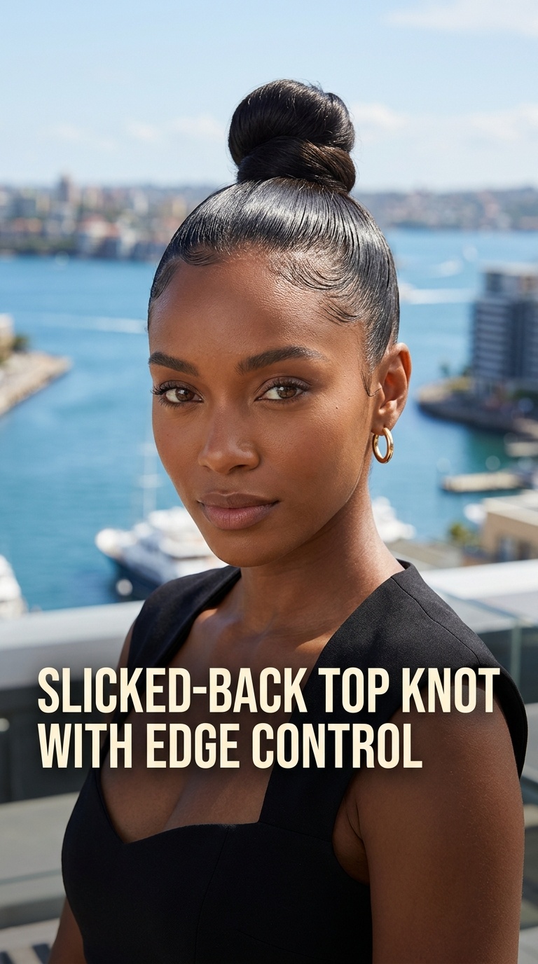 Slicked-Back Top Knot with Edge Control