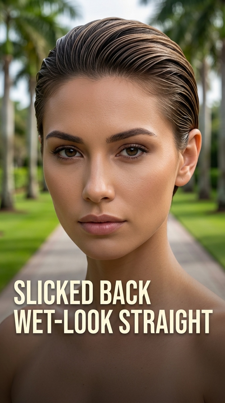 Slicked Back Wet-Look Straight