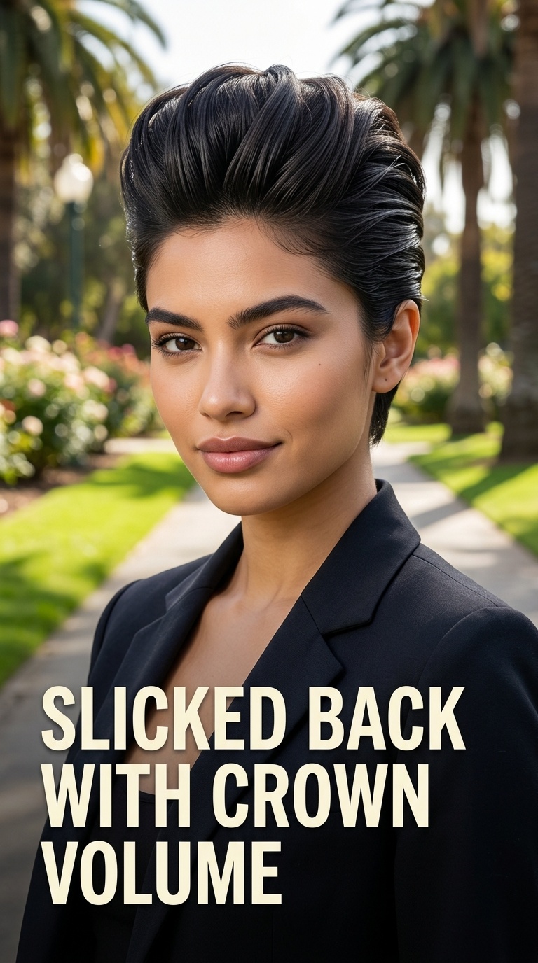 Slicked Back with Crown Volume