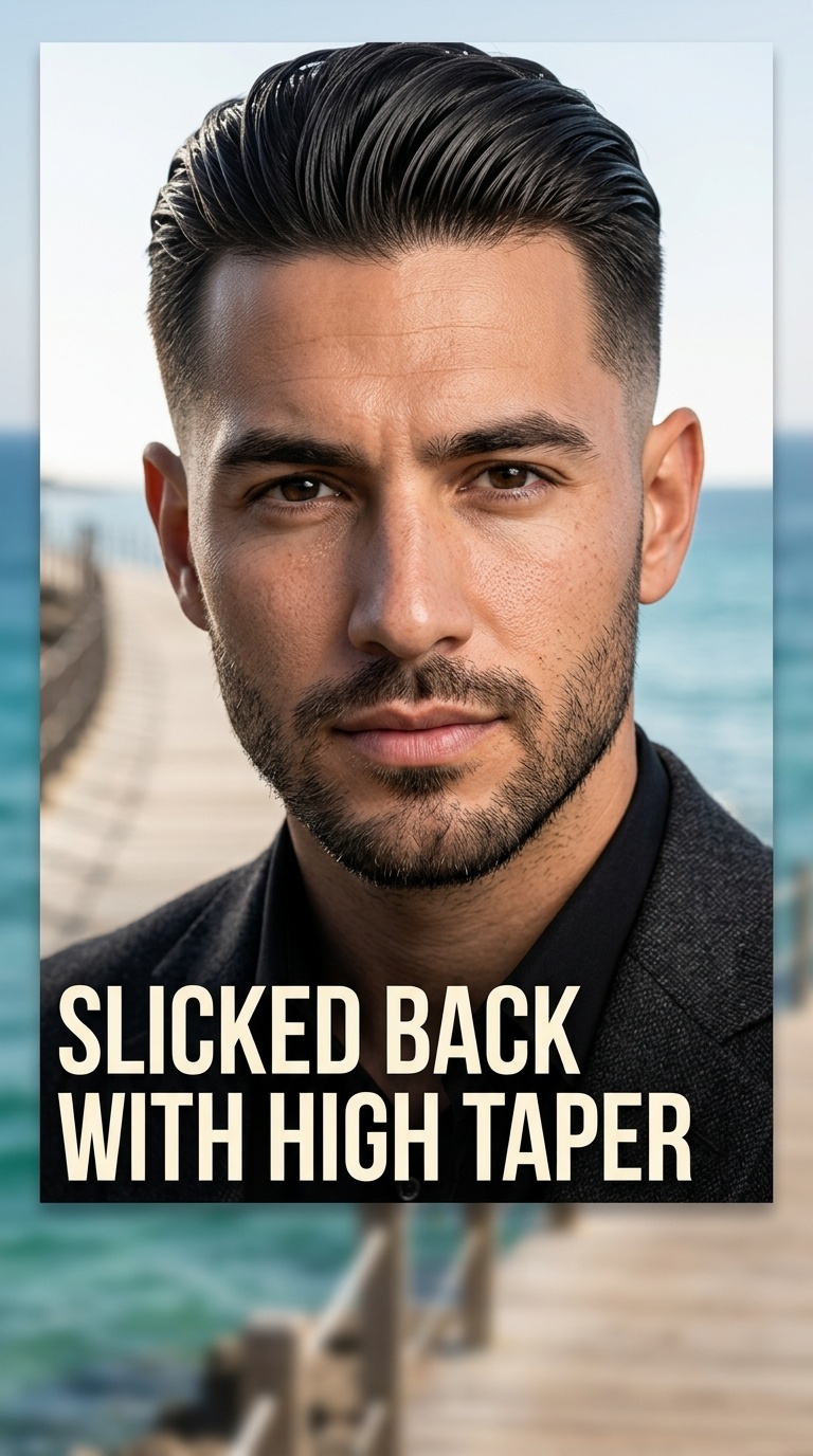Slicked Back with High Taper