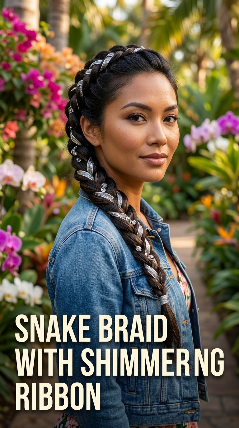 Snake Braid with Shimmering Ribbon