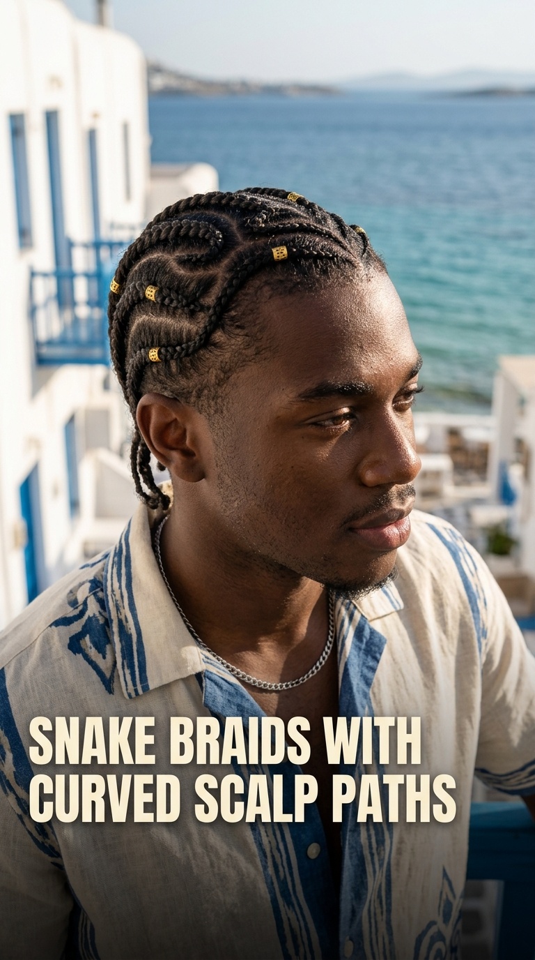 Snake Braids with Curved Scalp Paths