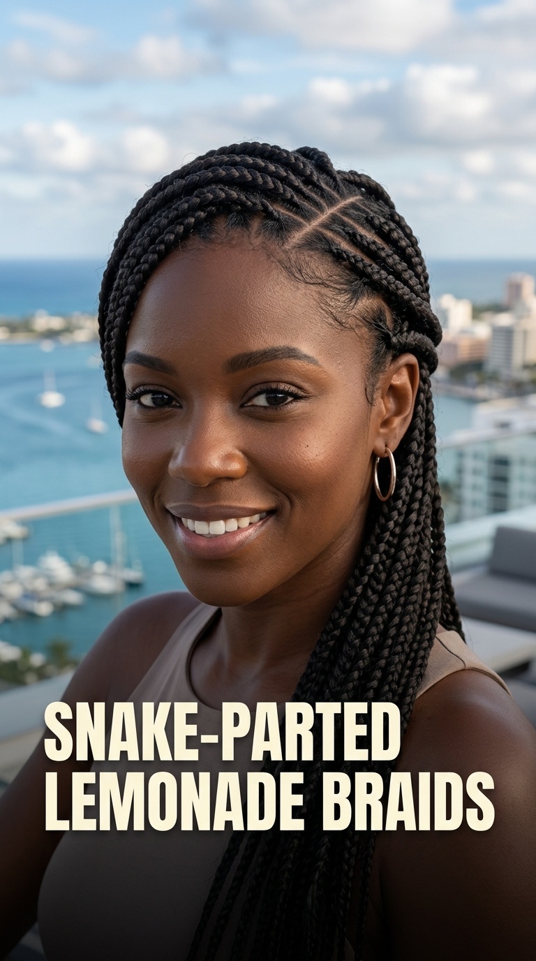 Snake-Parted Lemonade Braids