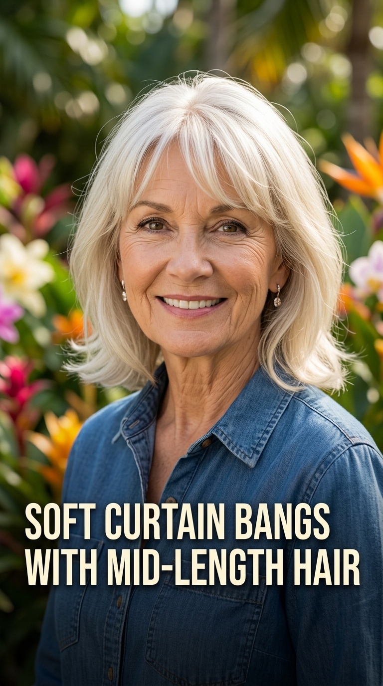 Soft Curtain Bangs with Mid-Length Hair