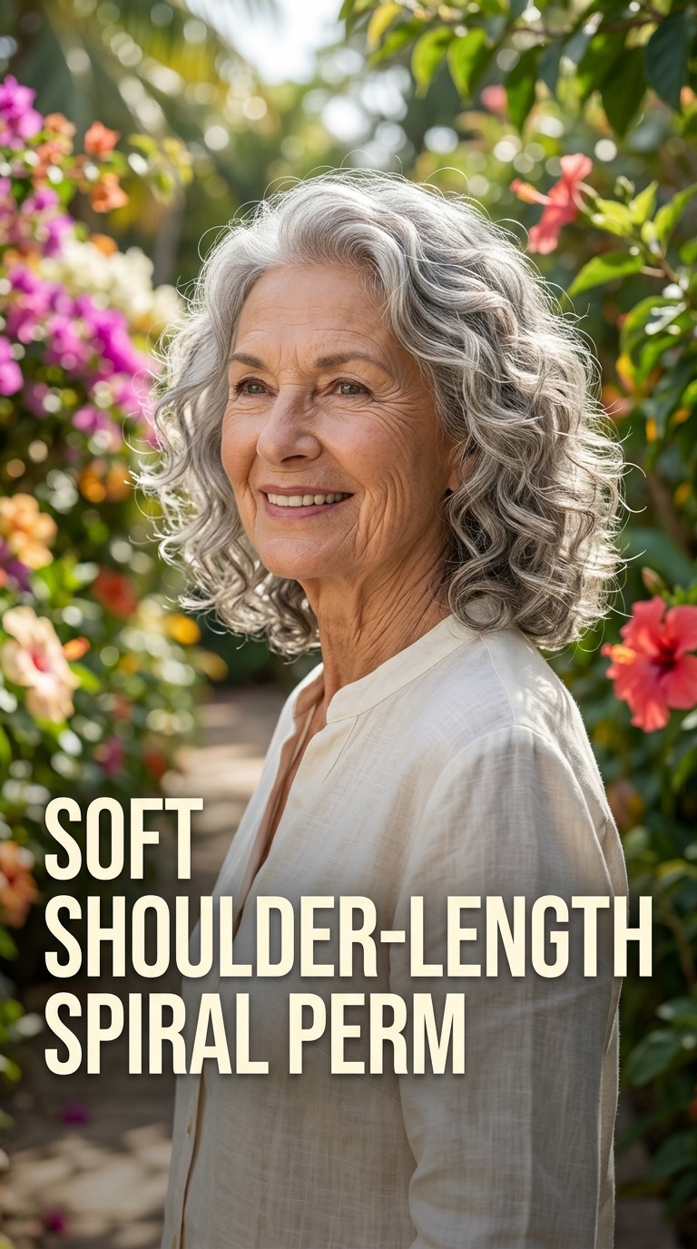 Soft Shoulder-Length Spiral Perm