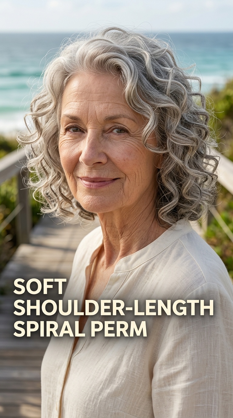 Soft Shoulder-Length Spiral Perm