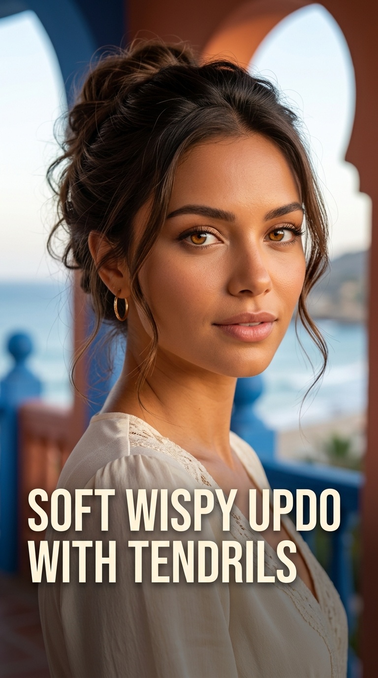 Soft Wispy Updo with Tendrils