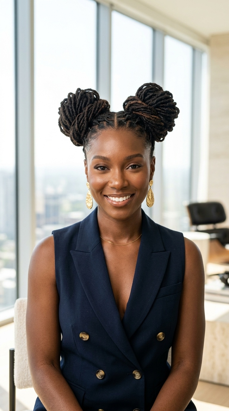 Space Bun Loc Styles