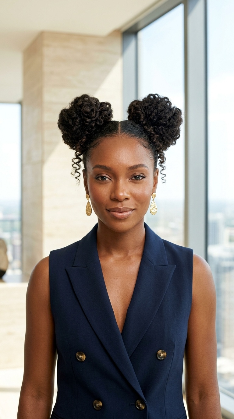 Space Bun Natural Hairstyles