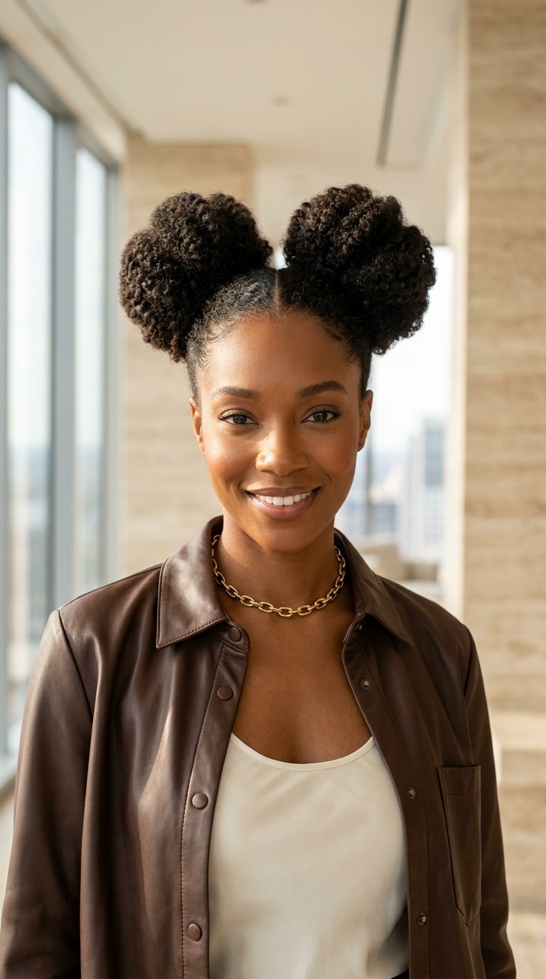 Space Bun Natural Hairstyles