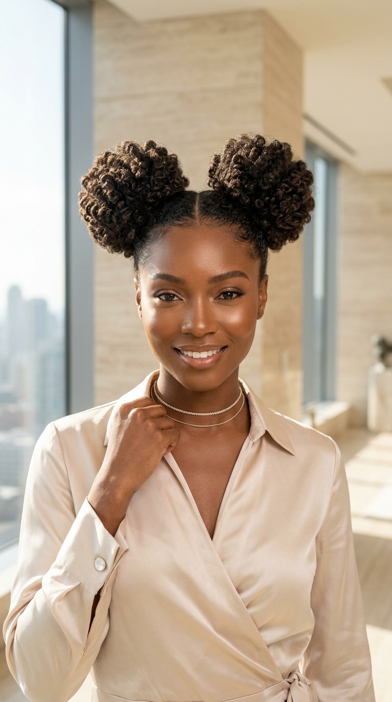 Space Bun Natural Hairstyles