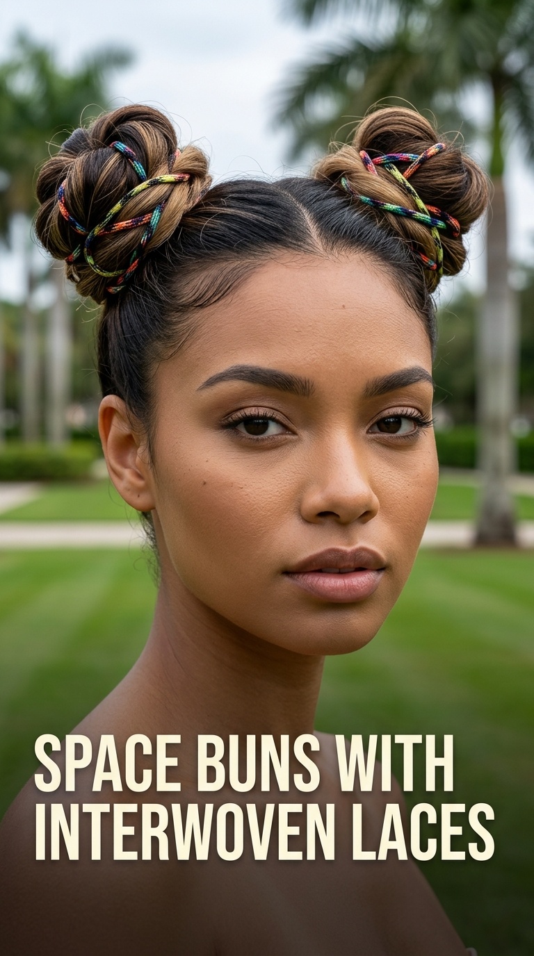 Space Buns with Interwoven Laces
