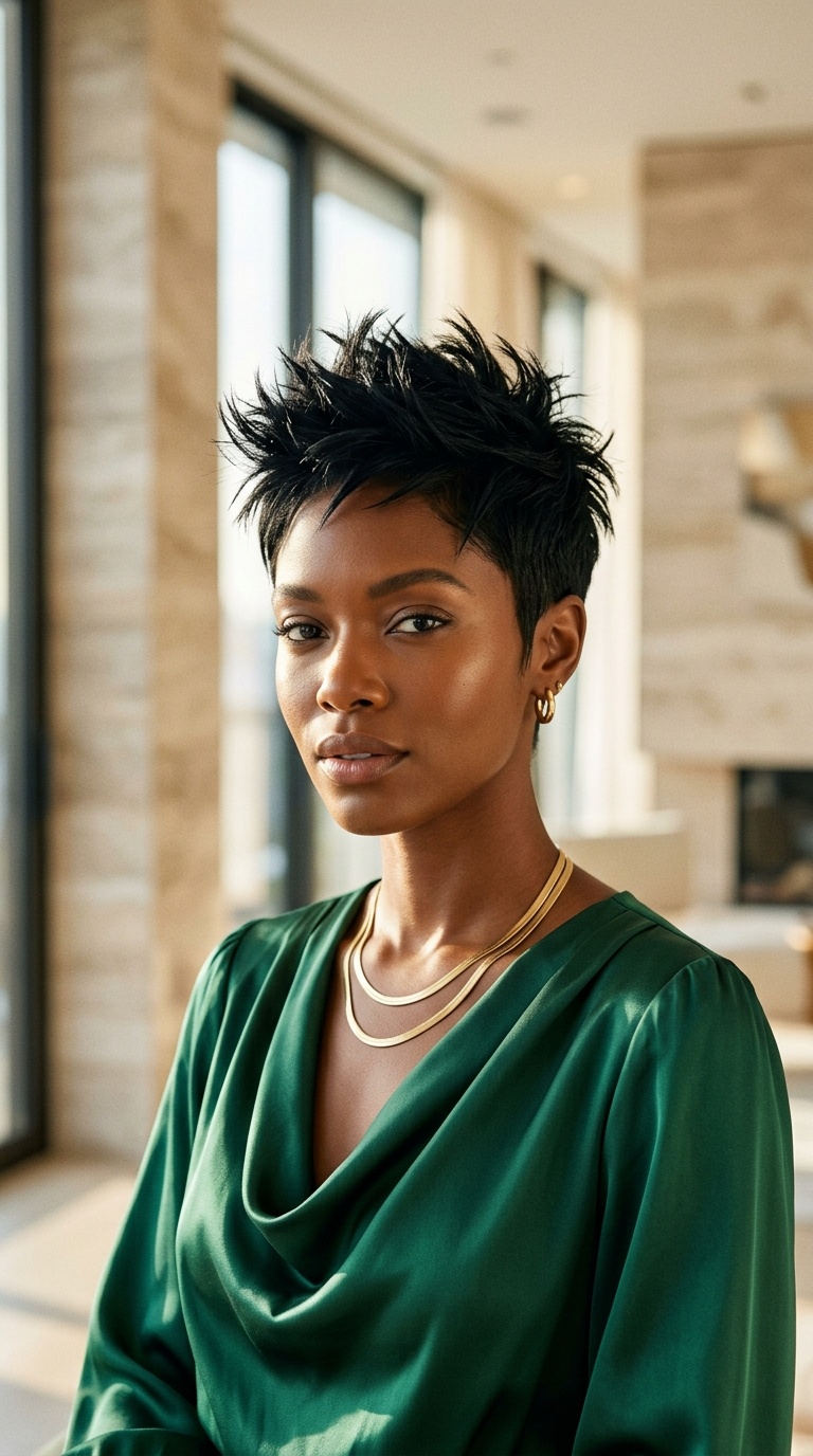 Spiky Pixie Cut Black Women