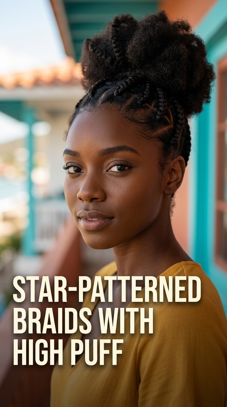 Star-Patterned Braids with High Puff