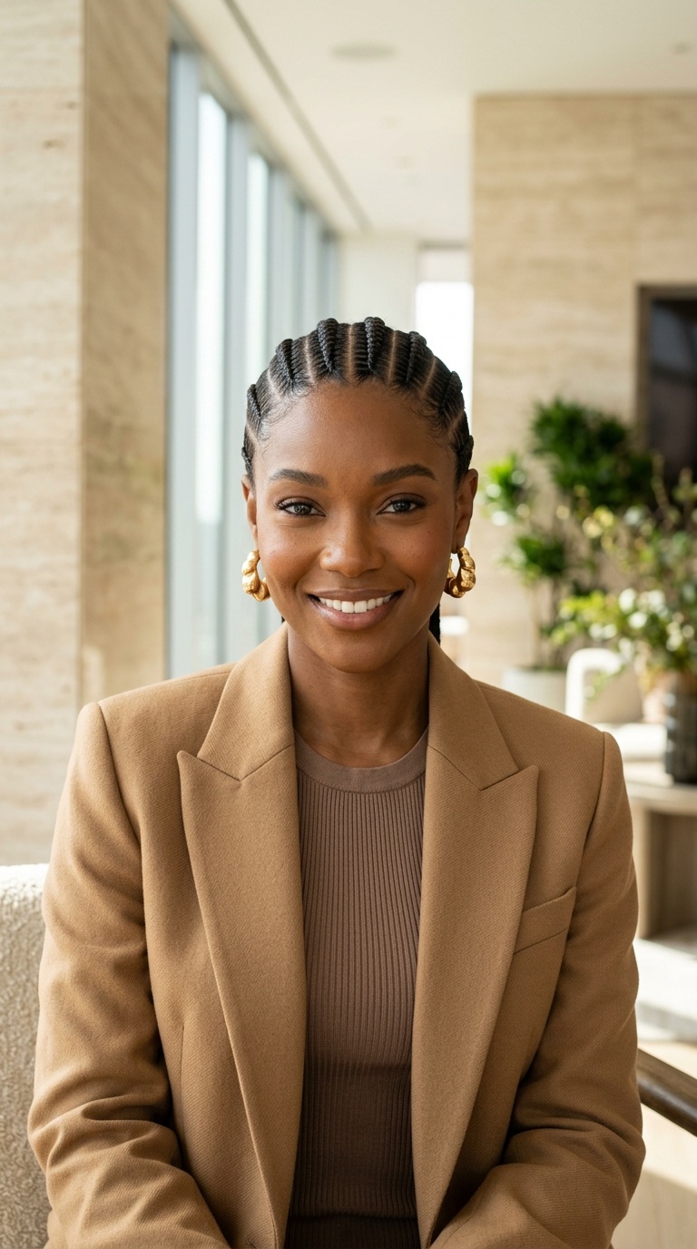 Straight Back Cornrow Braids Pattern
