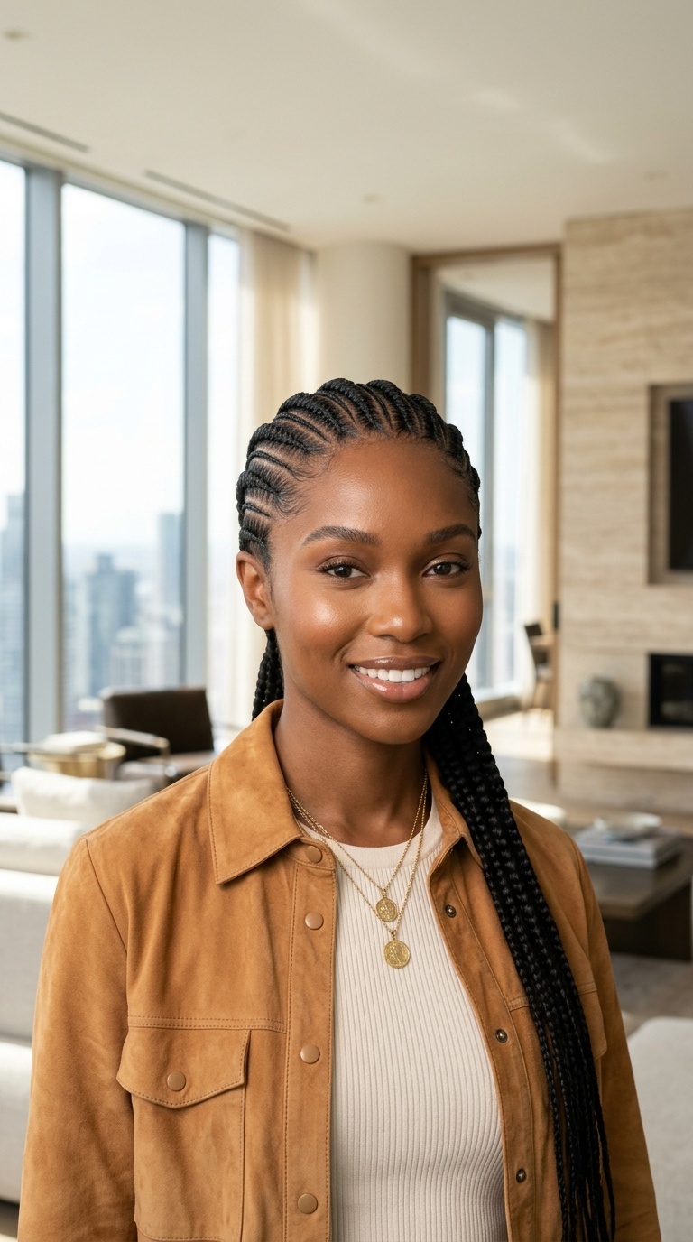 Straight Back Feed In Braids